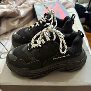 Balenciaga Men's Black and White Sneakers